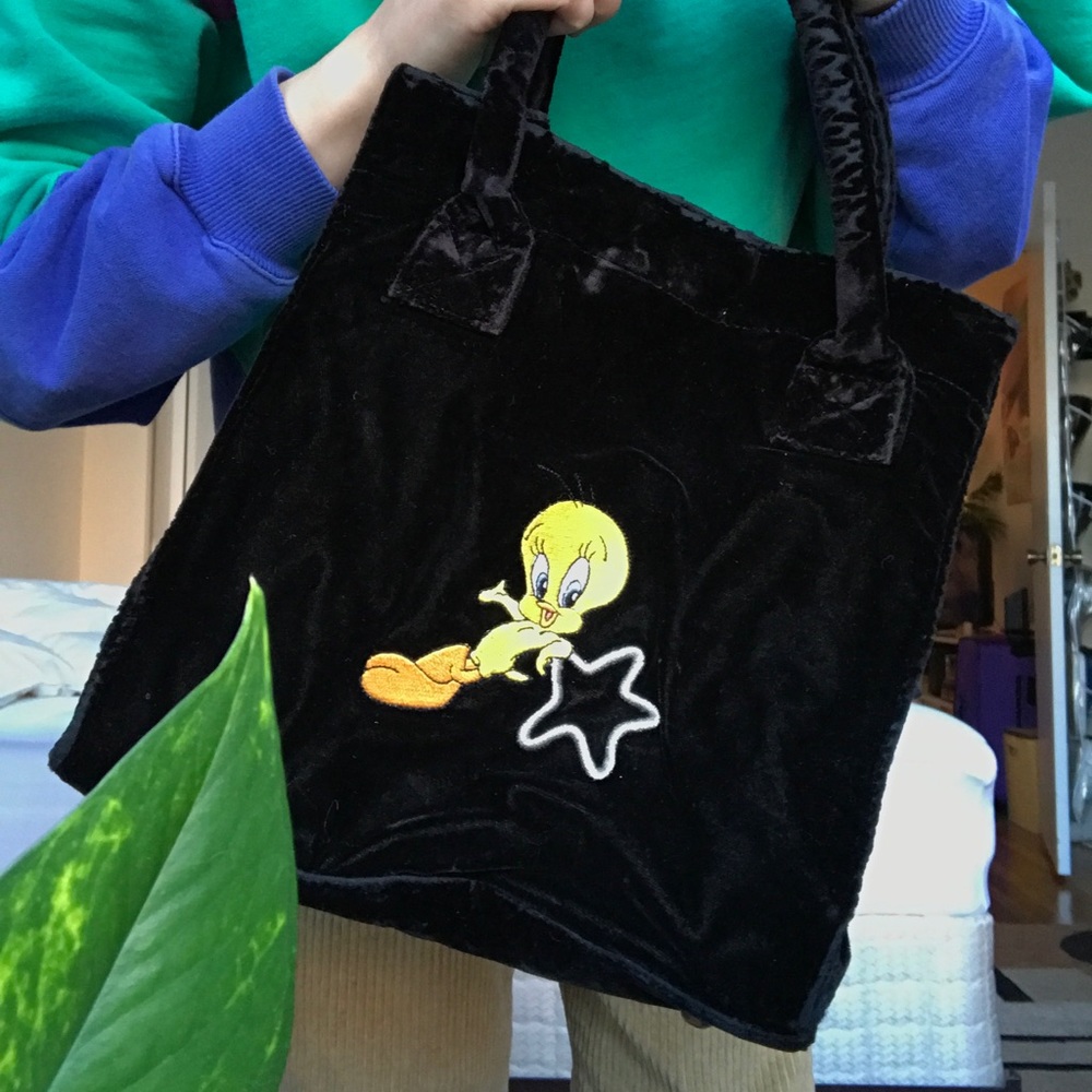 vintage velvet tweety bird bag